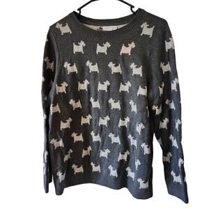 New Charter Club XL Gray Scottie Dog Sweater Bling Terrier Dog